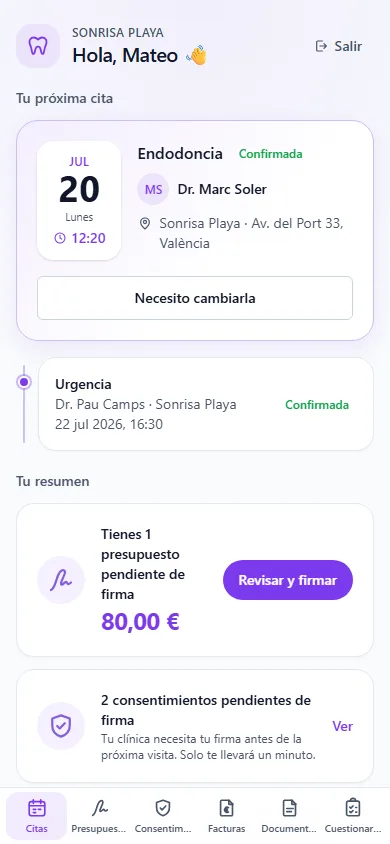 Portal del paciente en el móvil